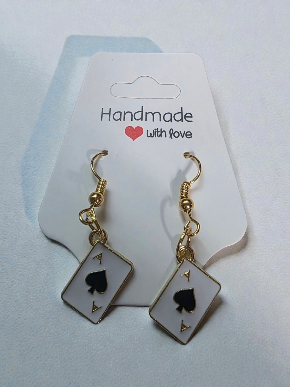 Handmade Ace of Spades Playing Card Dangle Earrings